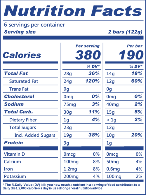 blue bell mooo bars pack nutrition info