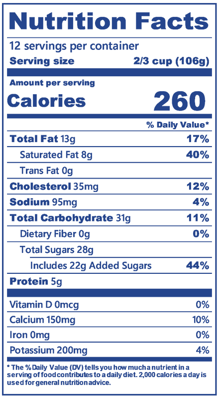 Blue Bell Pecan Pralines n Cream Ice Cream Half Gallon Nutritional Facts