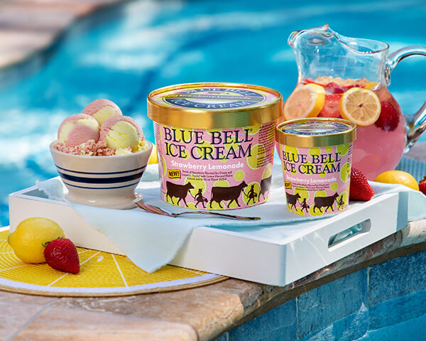 Blue Bell Strawberry Lemonade Ice Cream in half gallon and pint