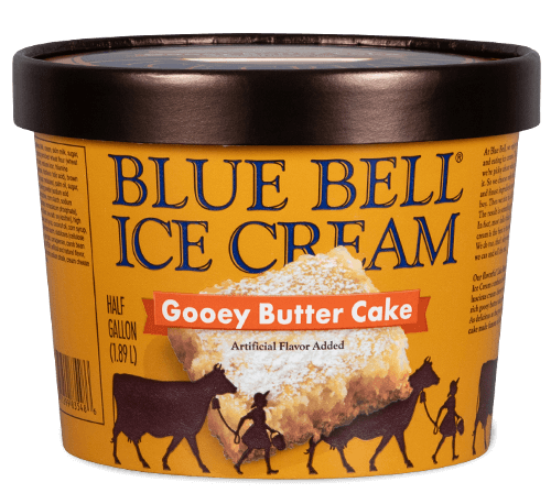 Blue Bell Gooey Butter Cake Ice Cream in half gallon