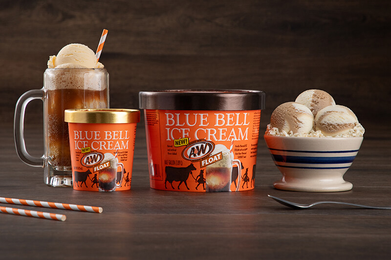 Blue Bell A&W® Root Beer Float Ice Cream in half gallon and pint