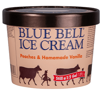 Blue Bell Peaches and Homemade Vanilla in half gallon