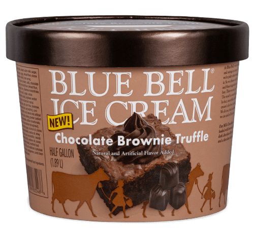 Blue Bell Chocolate Brownie Truffle Ice Cream in half gallon