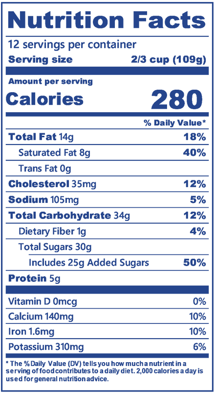 Blue Bell Chocolate Brownie Truffle Ice Cream half gallon nutritional information